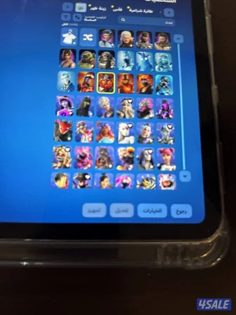 حساب فورت نايت فيه 409 سكن و443 جنط و 346 بيكاكس و 216 مضله  و784 رقصه
