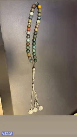 مسباح حجر يشب (Jasper) طبيعي، ألوانه مميزة وهادية🌿