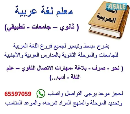 مدرس لغة عربية للثانوي والجامعات